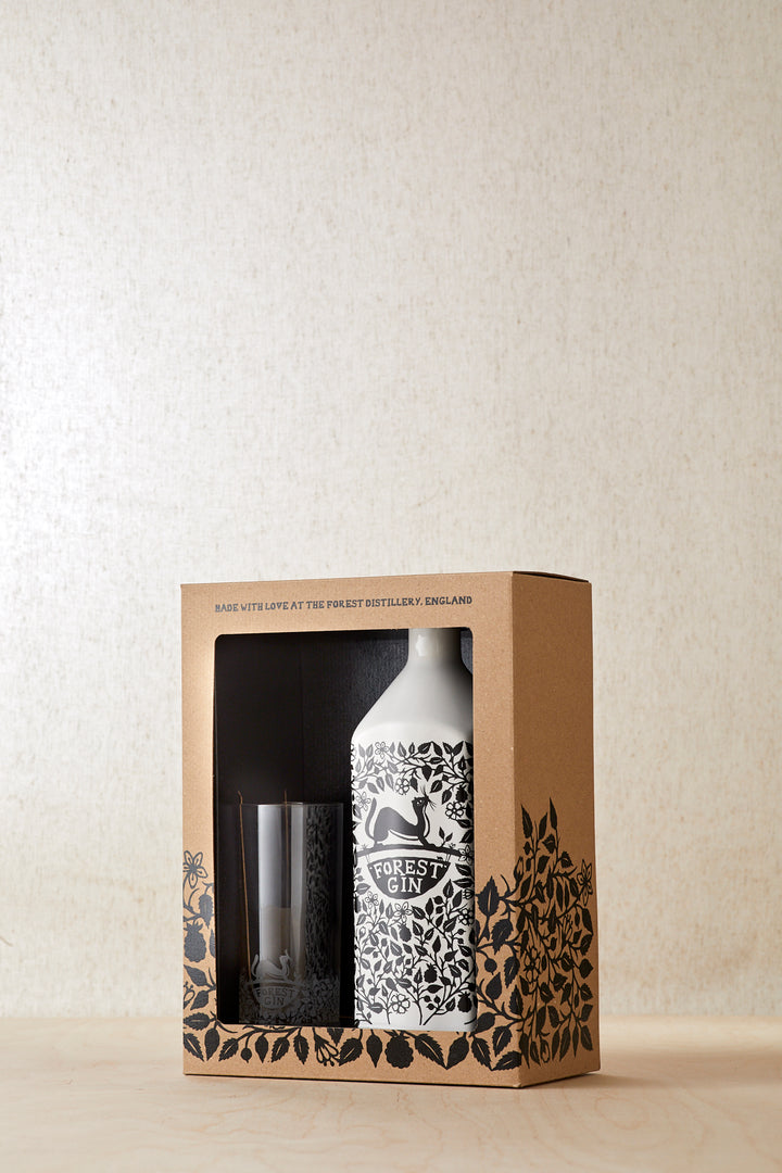Forest Distillery London Gin Gift Box - 70cl Porcelain Bottle &amp; Etched Glass