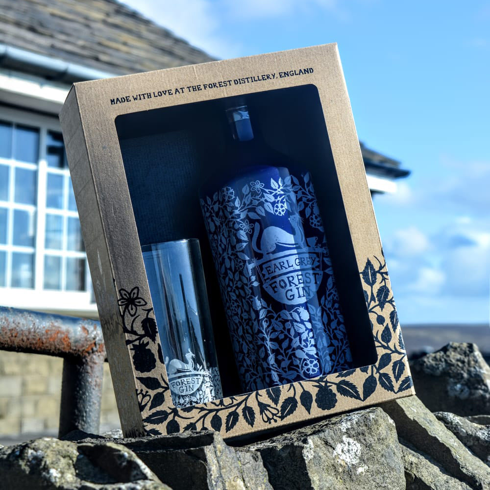 Forest Distillery Earl Grey Forest Gin Gift Box - 70cl Porcelain Bottle &amp; Etched Glass