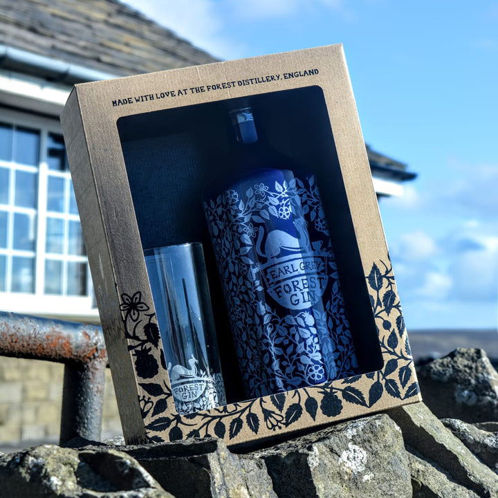 Forest Distillery Earl Grey Forest Gin Gift Box - 70cl Porcelain Bottle &amp; Etched Glass
